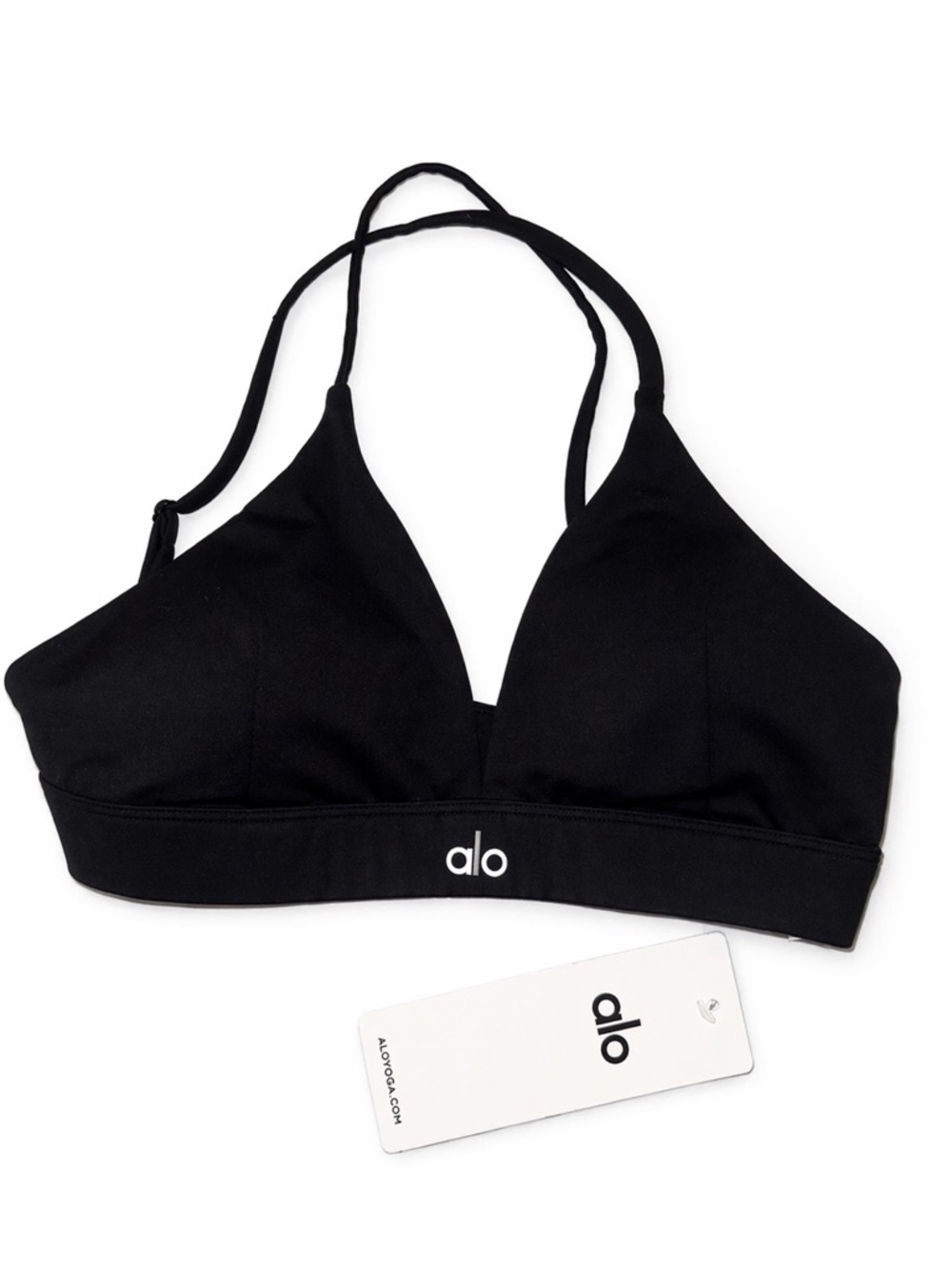 ALO Yoga Black Strappy V-Neck Sports Bra